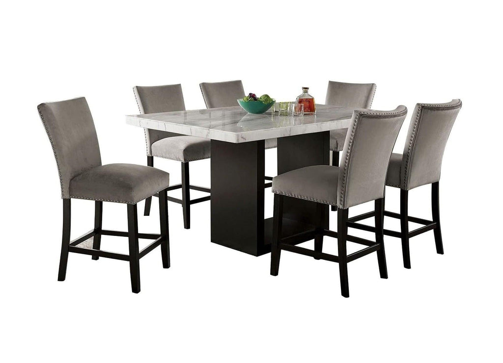 Genuine Marble Dining Table Counter Height Solid Wood Base.