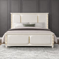 Cinderella Beige Queen Upholstered Bed with LED and Gold Accents