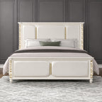 Cinderella Traditional King Upholstered Bed with LED and Gold Accents