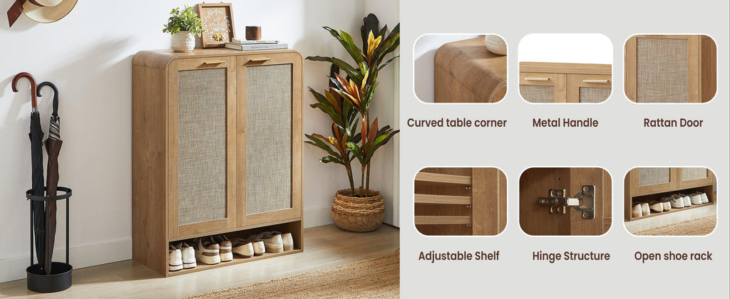 Rattan Shoe Cabinet with 6-Tiers for Shoe Storage.