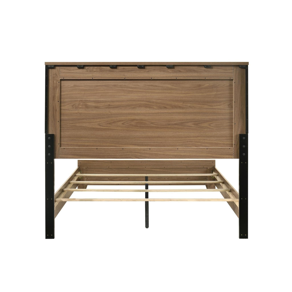 Queen Size Walnut Chestnut Bedroom Set with Dresser and Mirror.