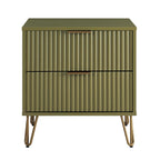 Dumbo 20' Fluted Nightstand in Olive Green (2-Drawer)