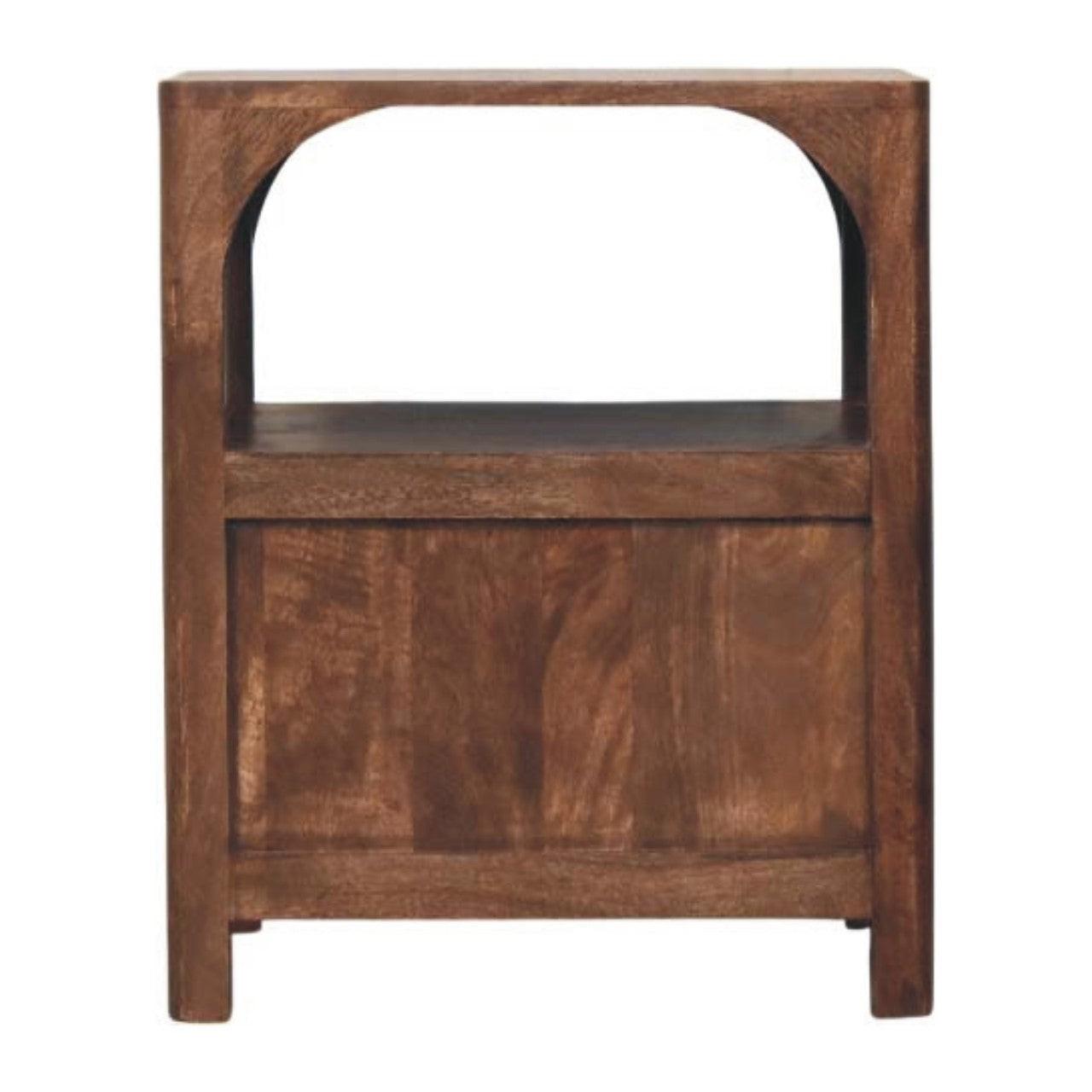 Solid Wood Arc-Line Bedside Table with Arch Design.