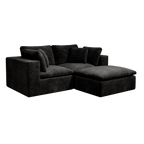 Black Modular Sectional Sofa with Plush Corduroy Fabric.