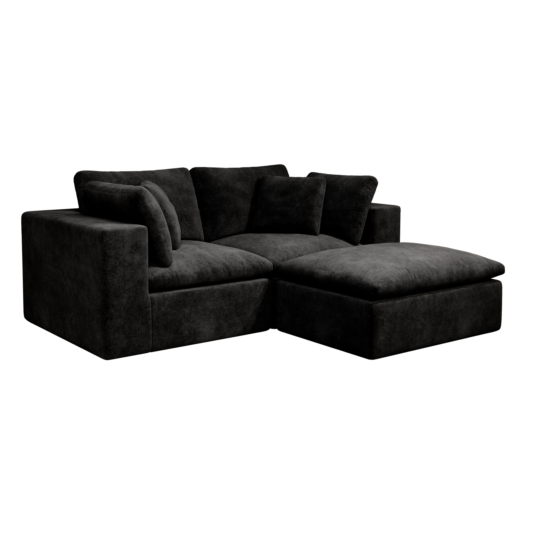 Black Modular Sectional Sofa with Plush Corduroy Fabric.