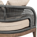 Outdoor Patio Sofa in Weathered Eucalyptus Wood.