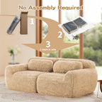 No assembly required for 2-seater modular sofa, showing simple 3-step setup process for instant use.
