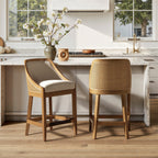 Cane Upholstered Oak Counter Stool - Charleston 27'.