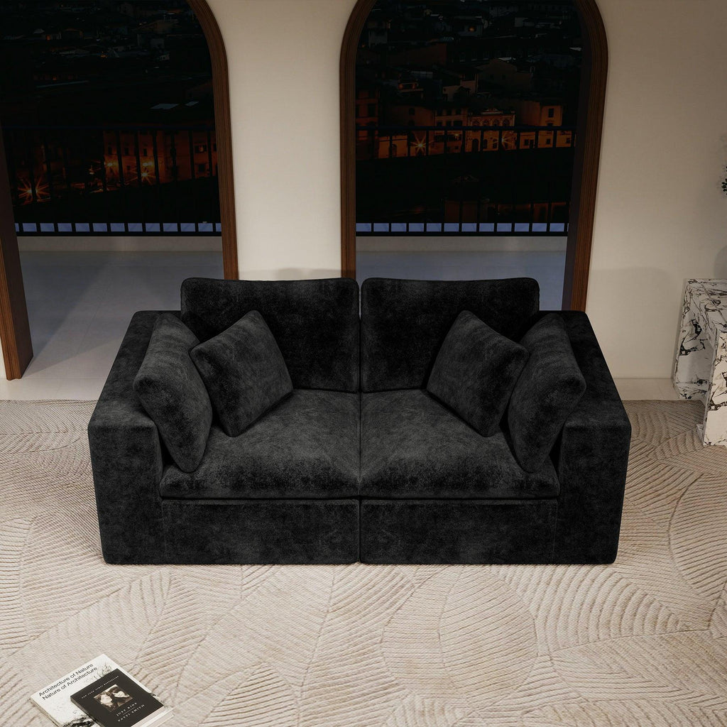 Modular Sectional Sofa Black - No Assembly Required Design.