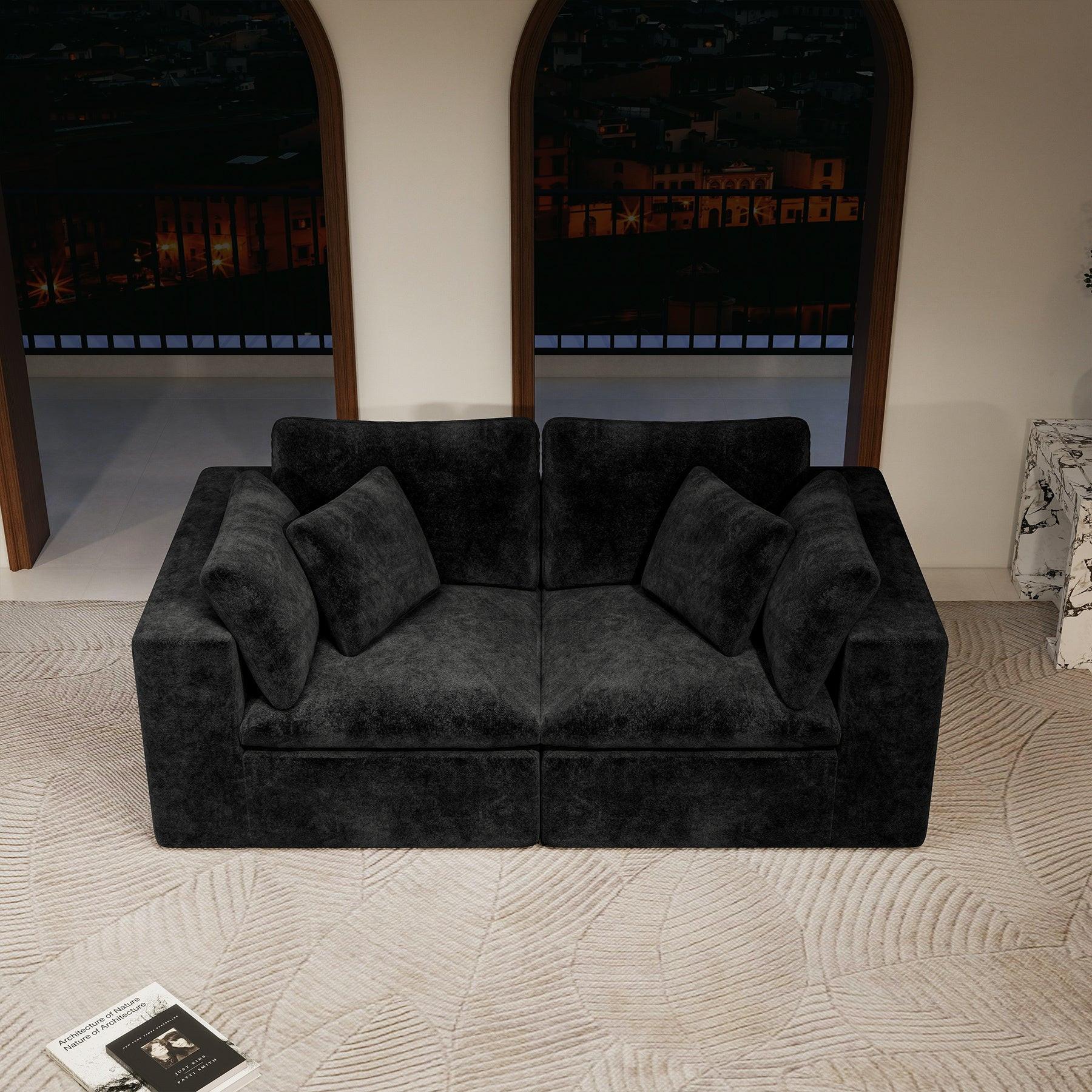 Modular Sectional Sofa Black - No Assembly Required Design.