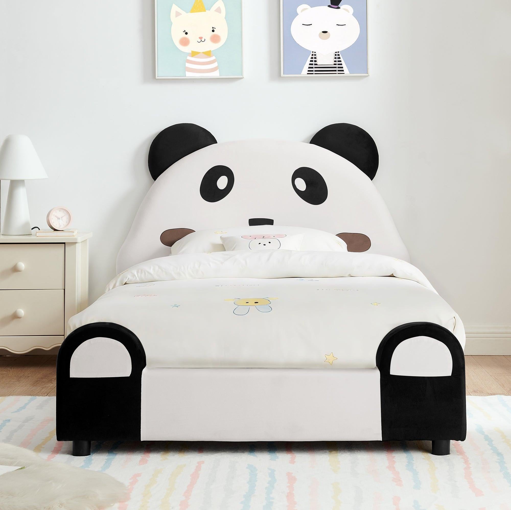 Twin Size Panda Kids Bed with Soft Padded Edges.