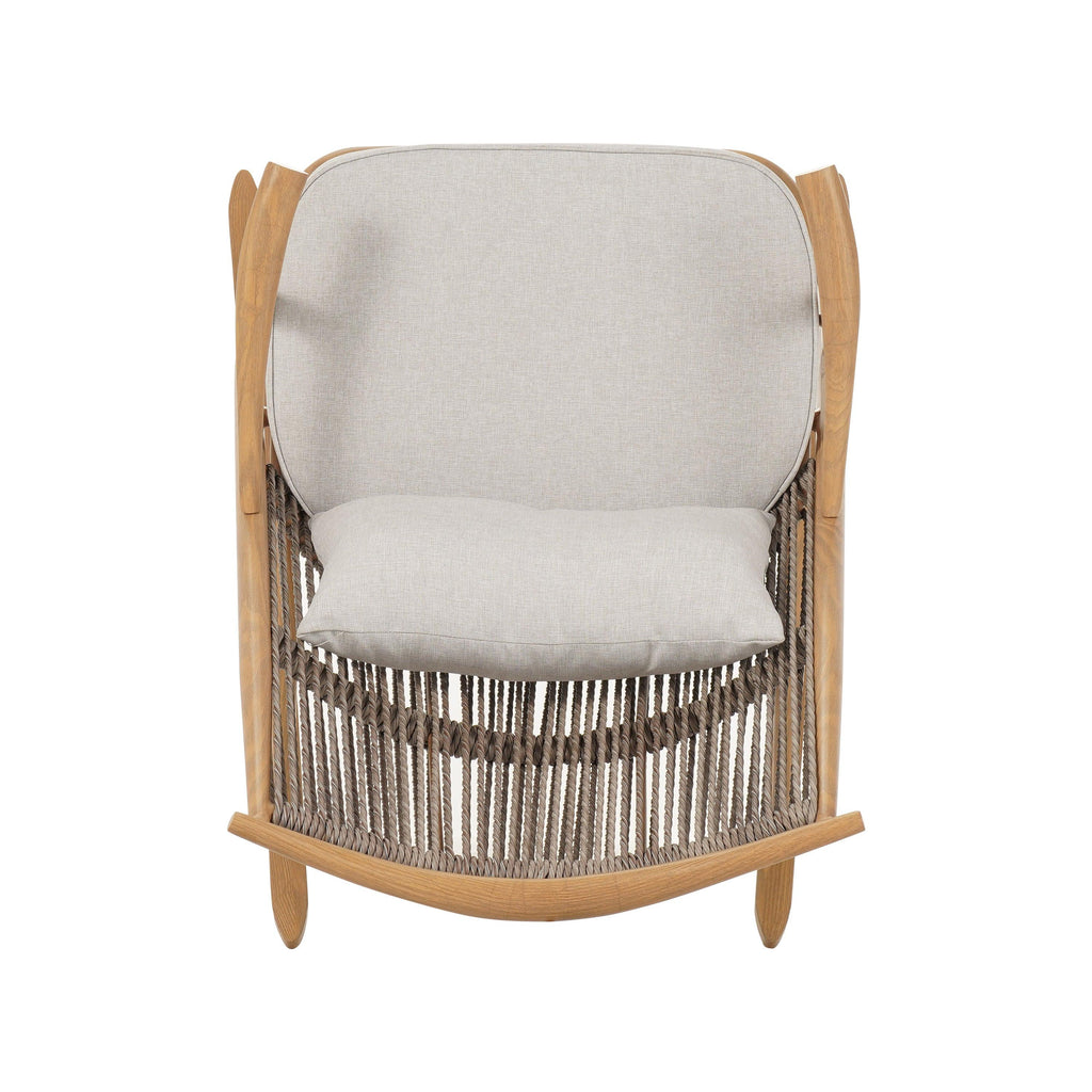 Outdoor Rocking Chair with Iron Frame for Comfort.