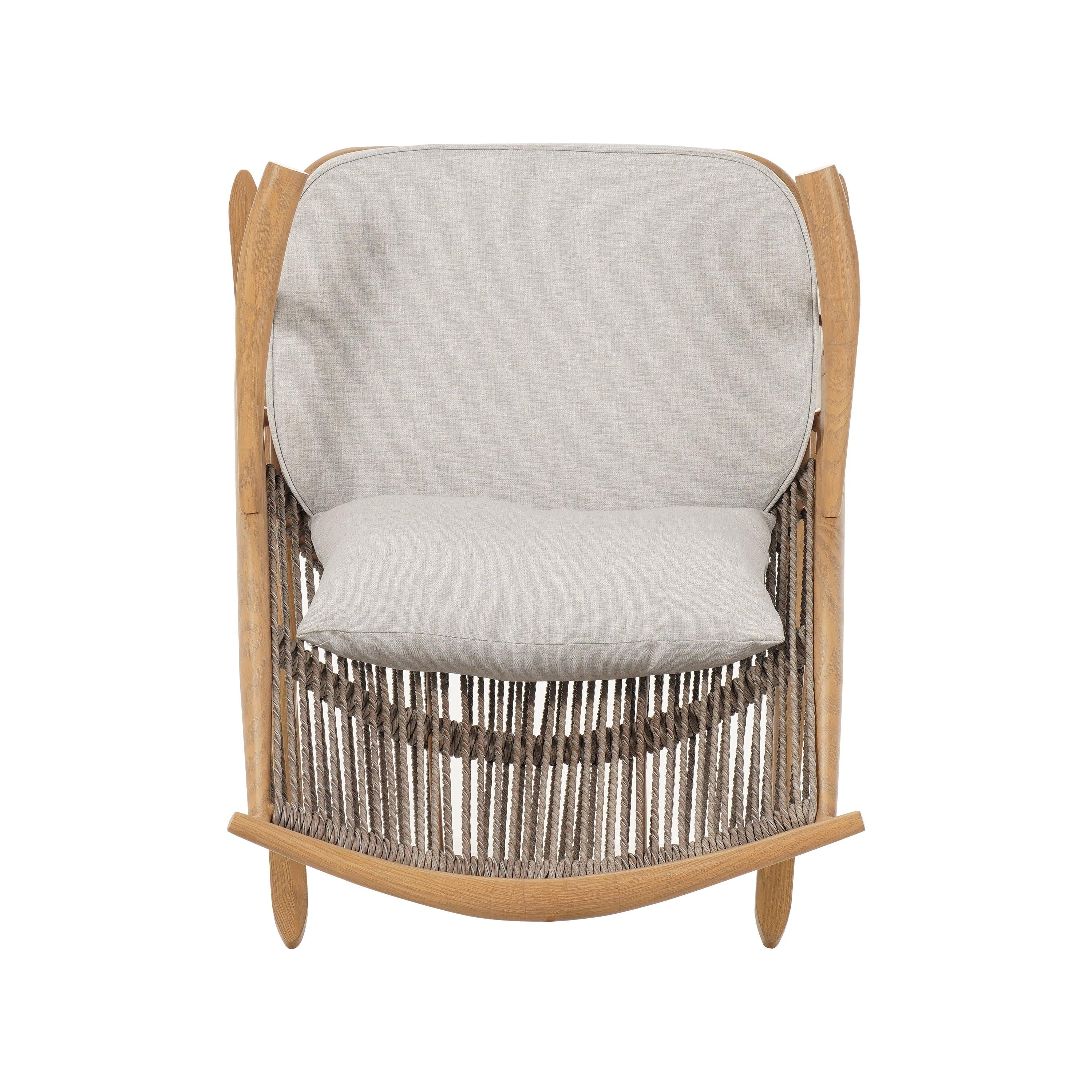 Outdoor Rocking Chair with Iron Frame for Comfort.