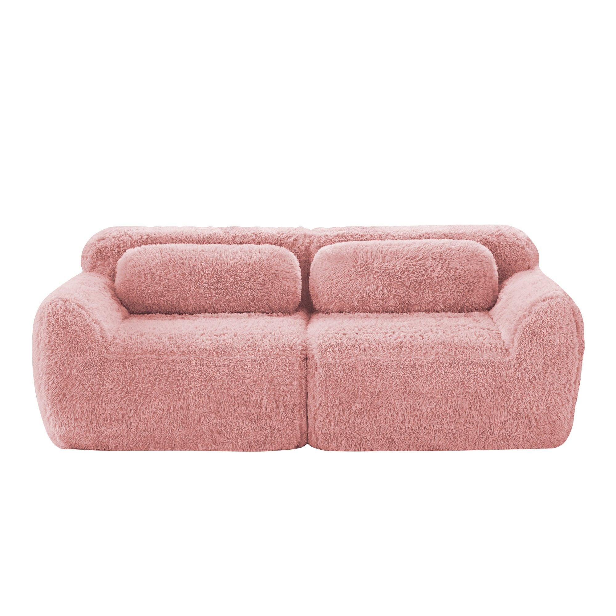 Modular Pink Sofa - 2-Seater Sectional Couch.