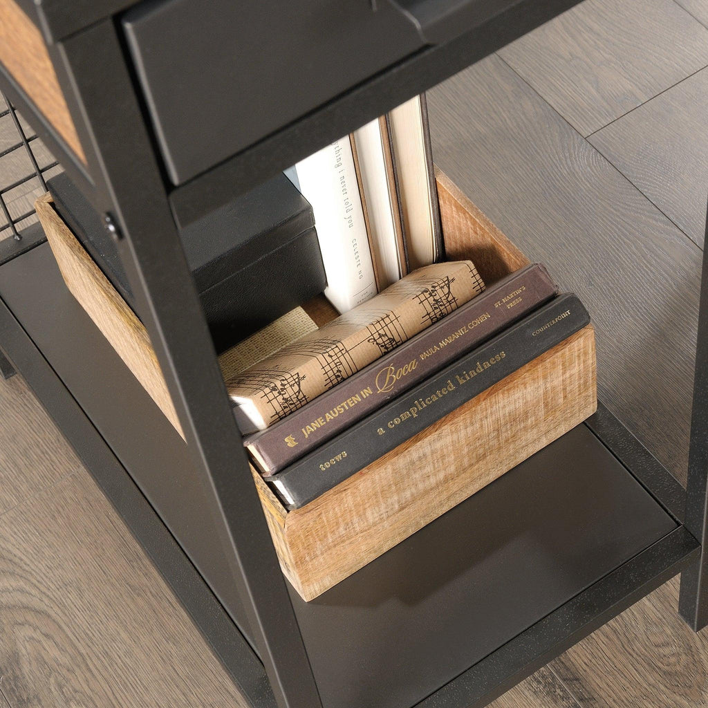 L-Shaped Desk, Brown finish.