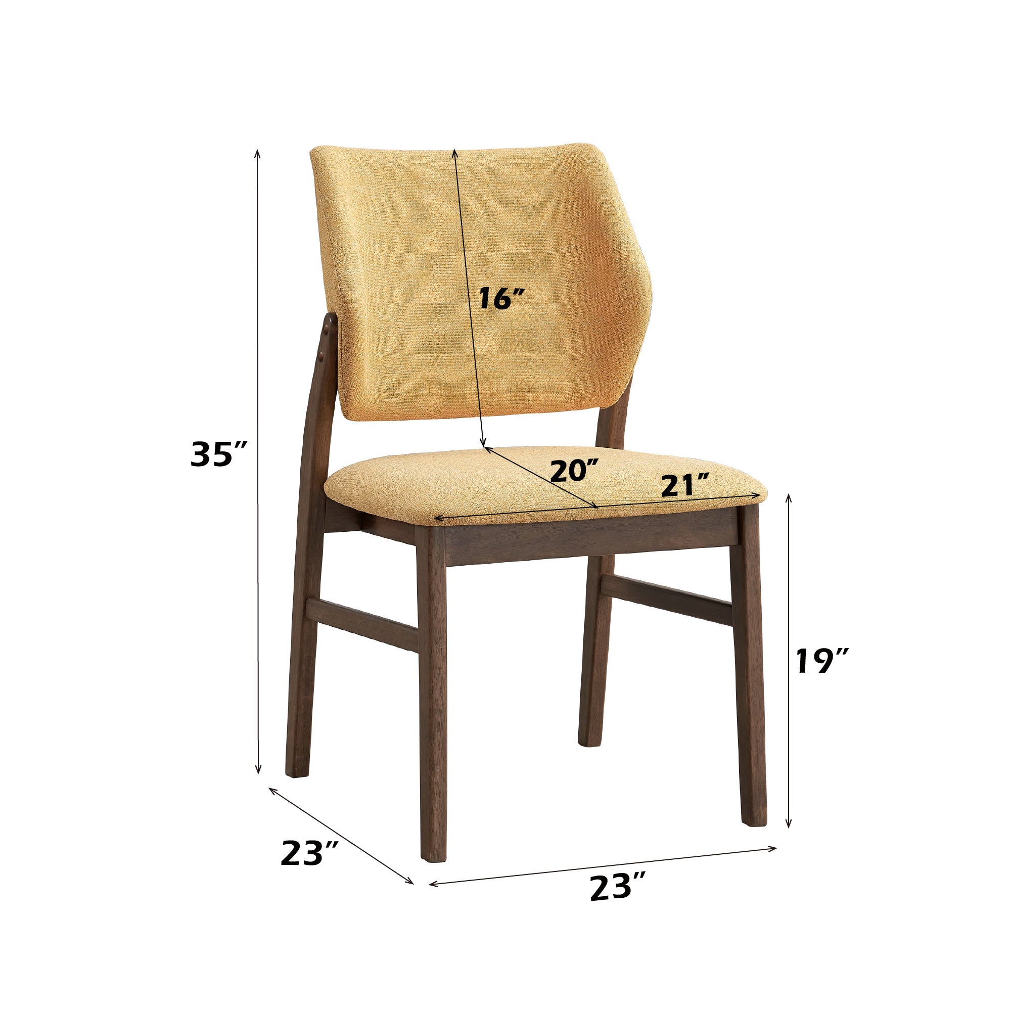 Sarha Dining Set chair dimensions: 35”H x 23”D x 21”W, with 19” seat height and 220 lbs weight capacity.