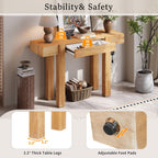 Rustic Wood Console Table with Outlet & Hidden Drawer.