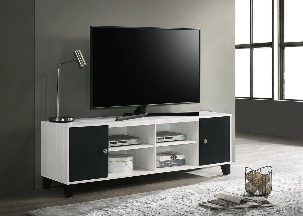 Contemporary Black and White TV Stand with Storage