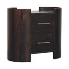 Artisan Solid Wood Velvet Mocha Bedside Table.