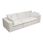 Modular Sectional Sofa in White with Plush Corduroy Fabric.