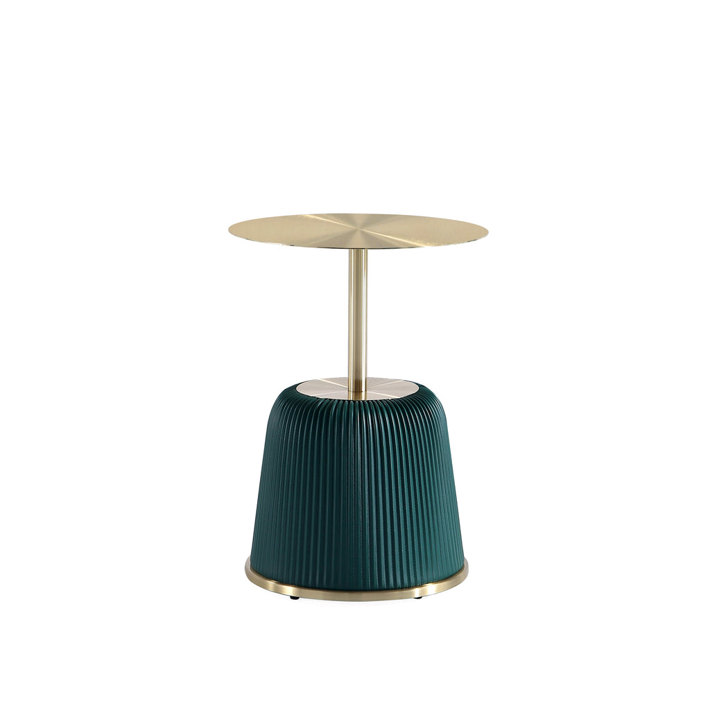 Anderson Metal Top Upholstered End Table in Green