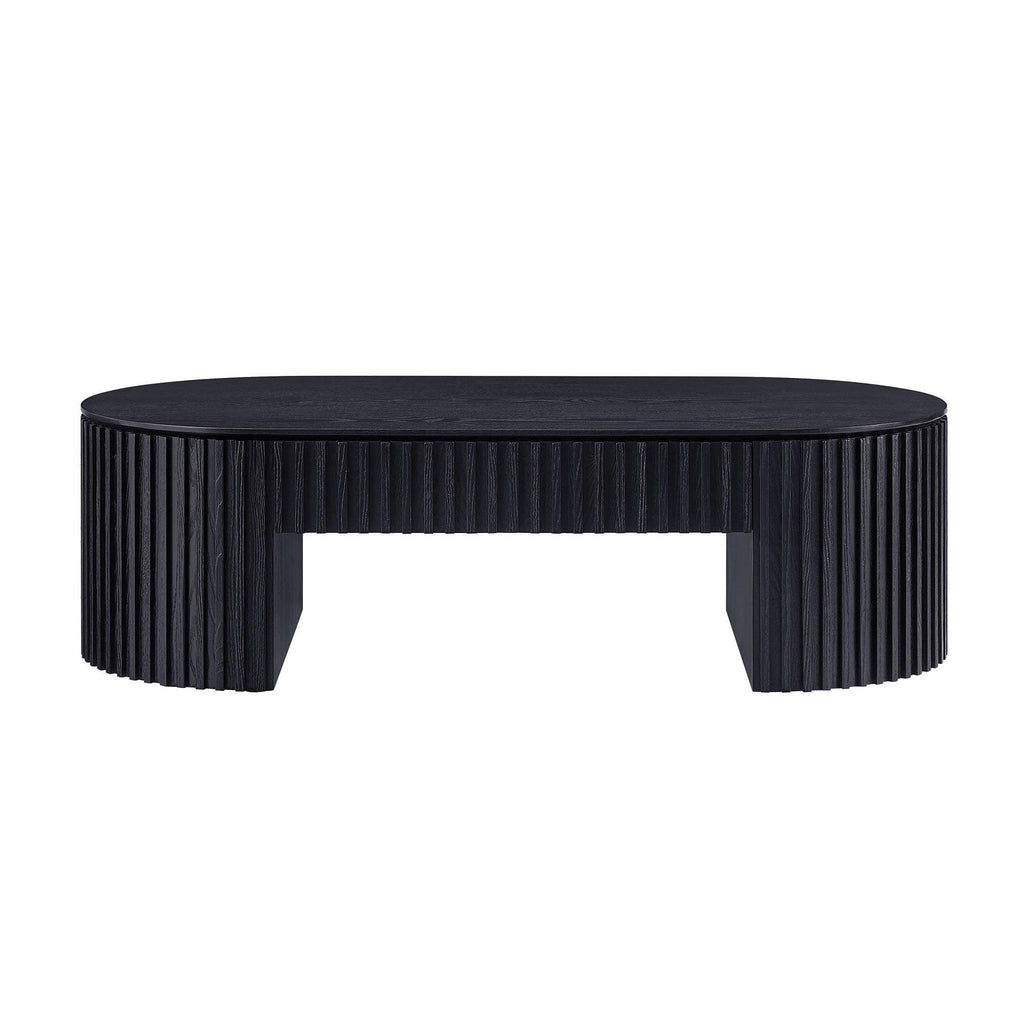 51.18'' Oval Coffee Table with Drawer for Modern Living Room.