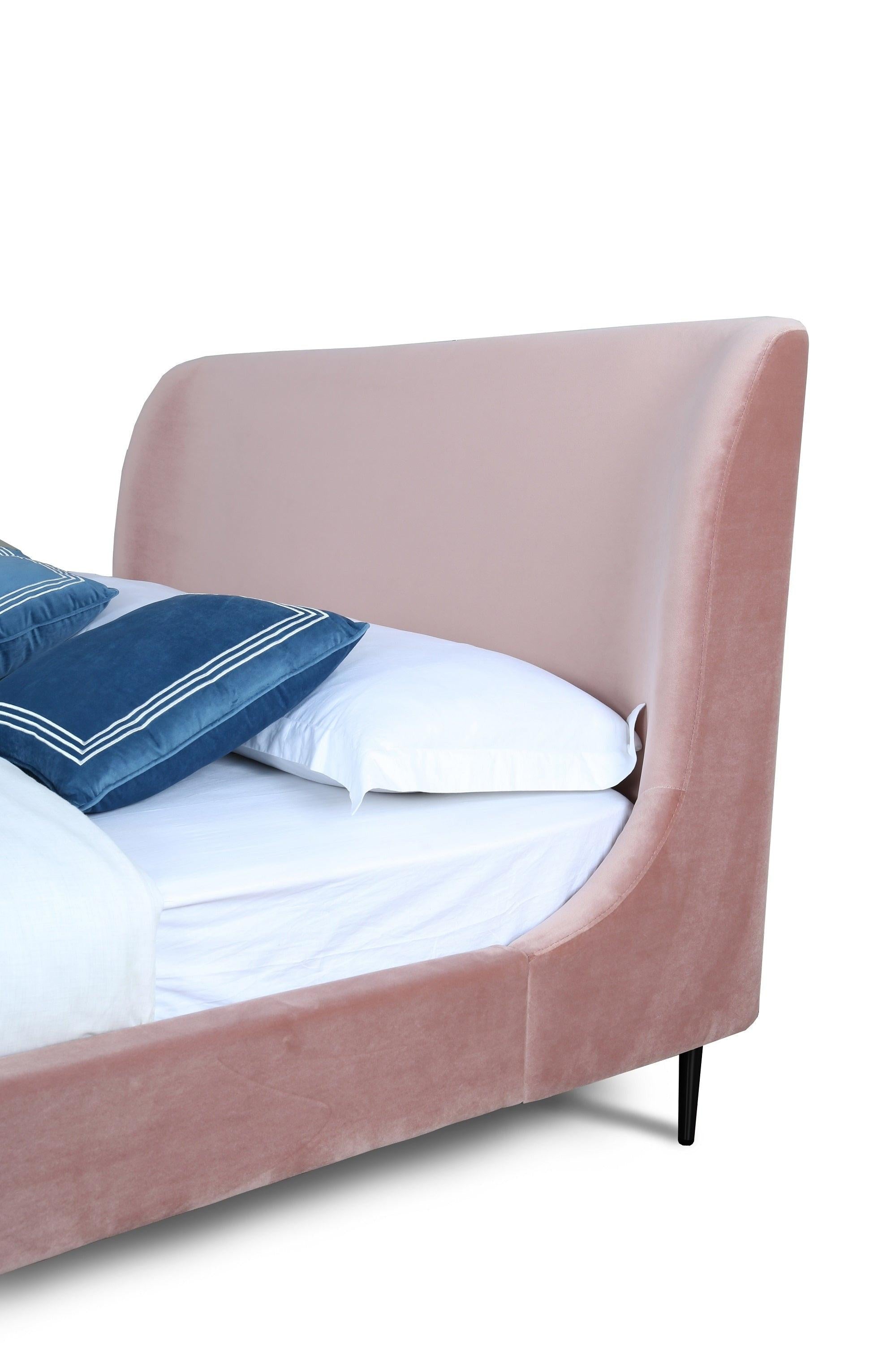 Mid-Century Full Bed in Blush and Black.