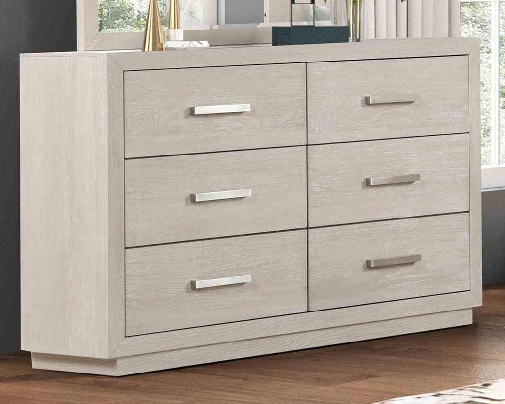 Light Gray Six Drawers Dresser for Bedroom Storage.