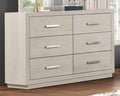 Light Gray Six Drawers Dresser for Bedroom Storage.