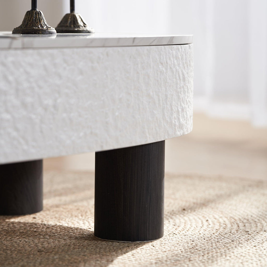 Oval Coffee Table with Storage and Faux Marble.