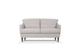 Helena Pearl Gray Leather Loveseat with Dark Walnut Legs