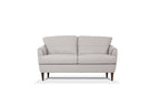 Helena Pearl Gray Leather Loveseat with Dark Walnut Legs