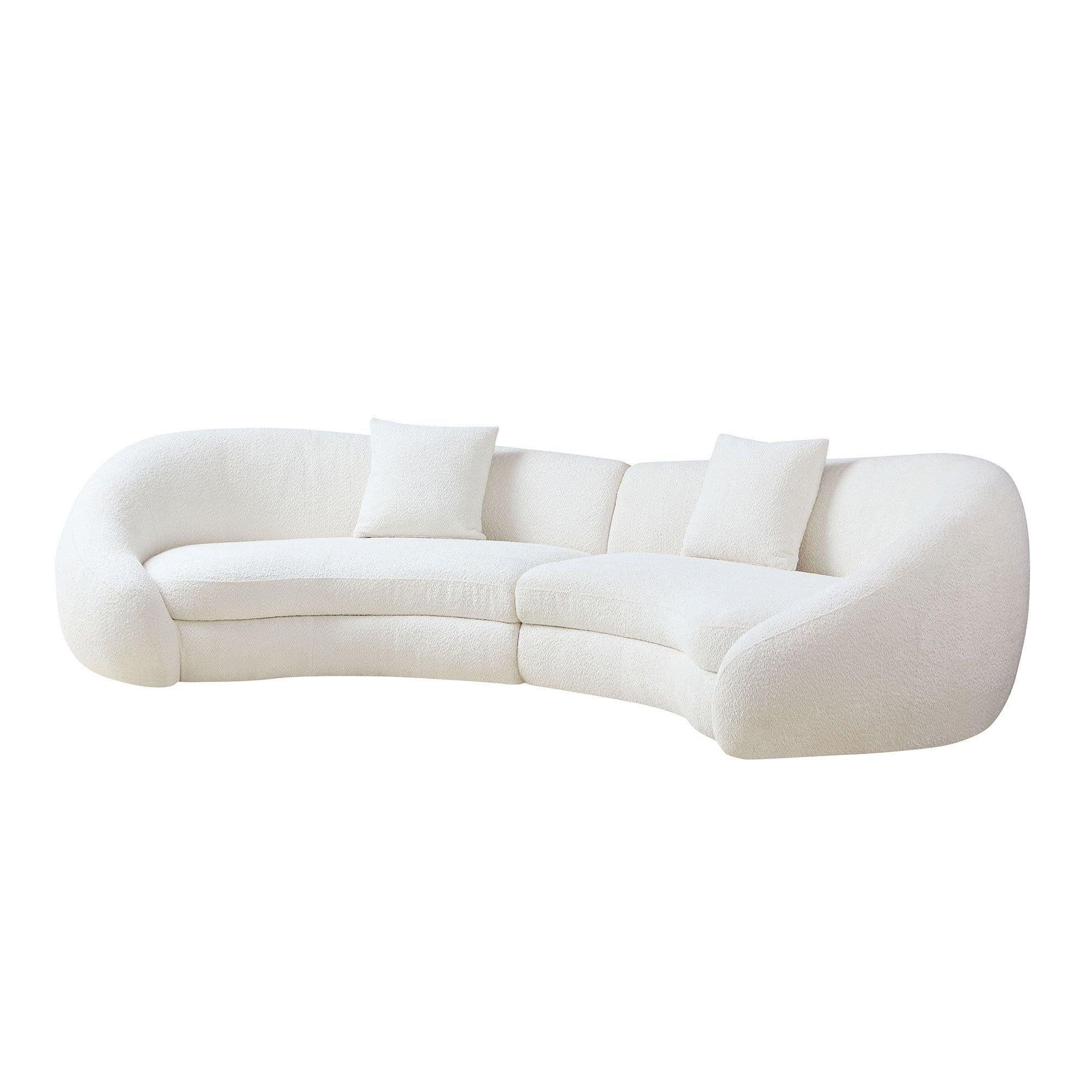 Modern Curved Sofa with Love Heart Design - White.