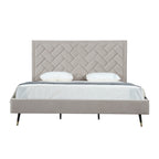 Crosby Upholstered Velvet King Bed in Greige