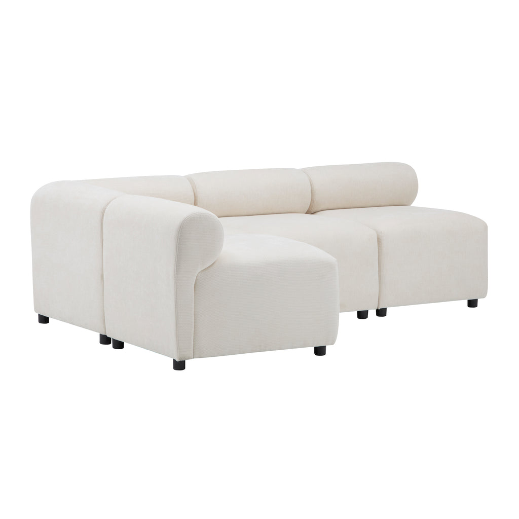 Evelyn 83 in. modular L shaped chenille sectional sofa with 4-piece free combination design in cream color, ideal for modern living rooms.