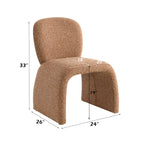 Dimensions of modern fabric accent chair: 33" height, 26" depth, 24" width, 19" seat height. Arch leg design with 220lbs capacity.