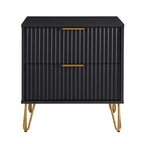 Dumbo 20' Fluted Nightstand in Black (2-Drawer)