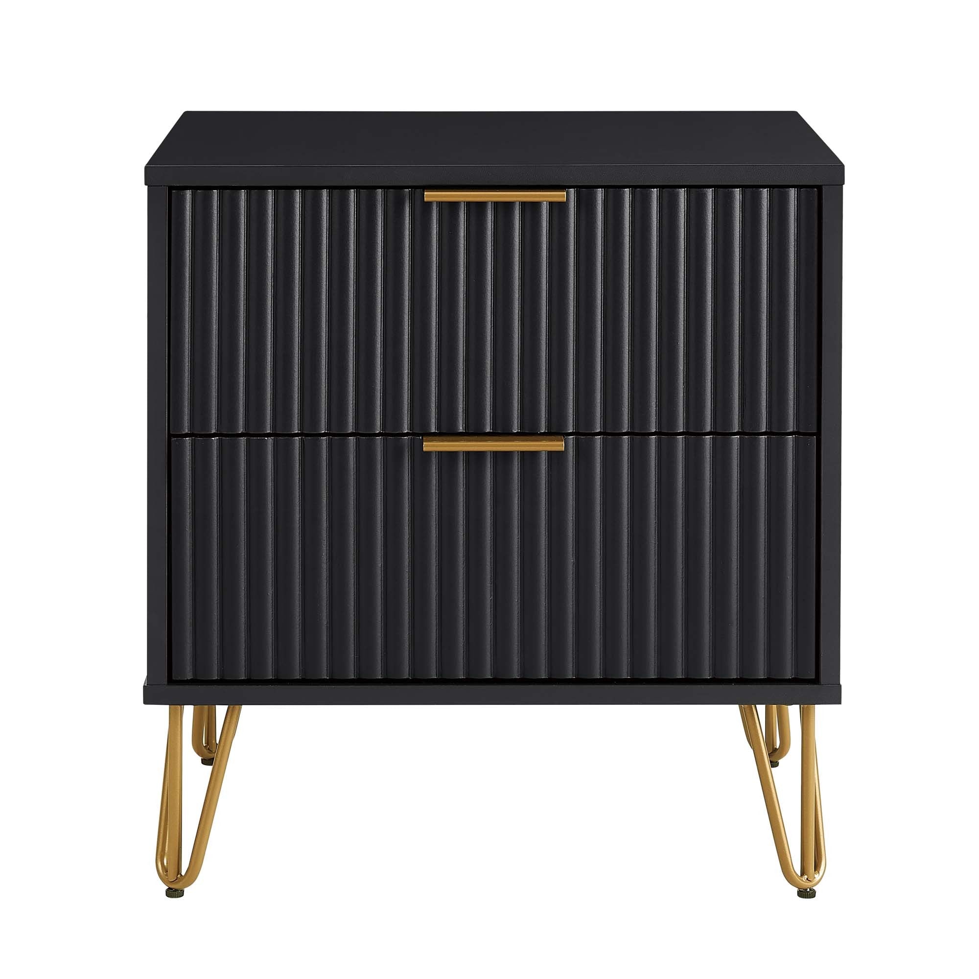 Dumbo 20' Fluted Nightstand in Black (2-Drawer)