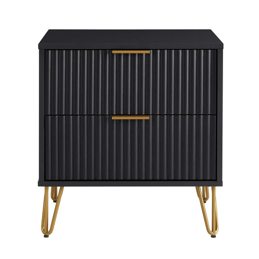 Dumbo 20' Fluted Nightstand in Black (2-Drawer)
