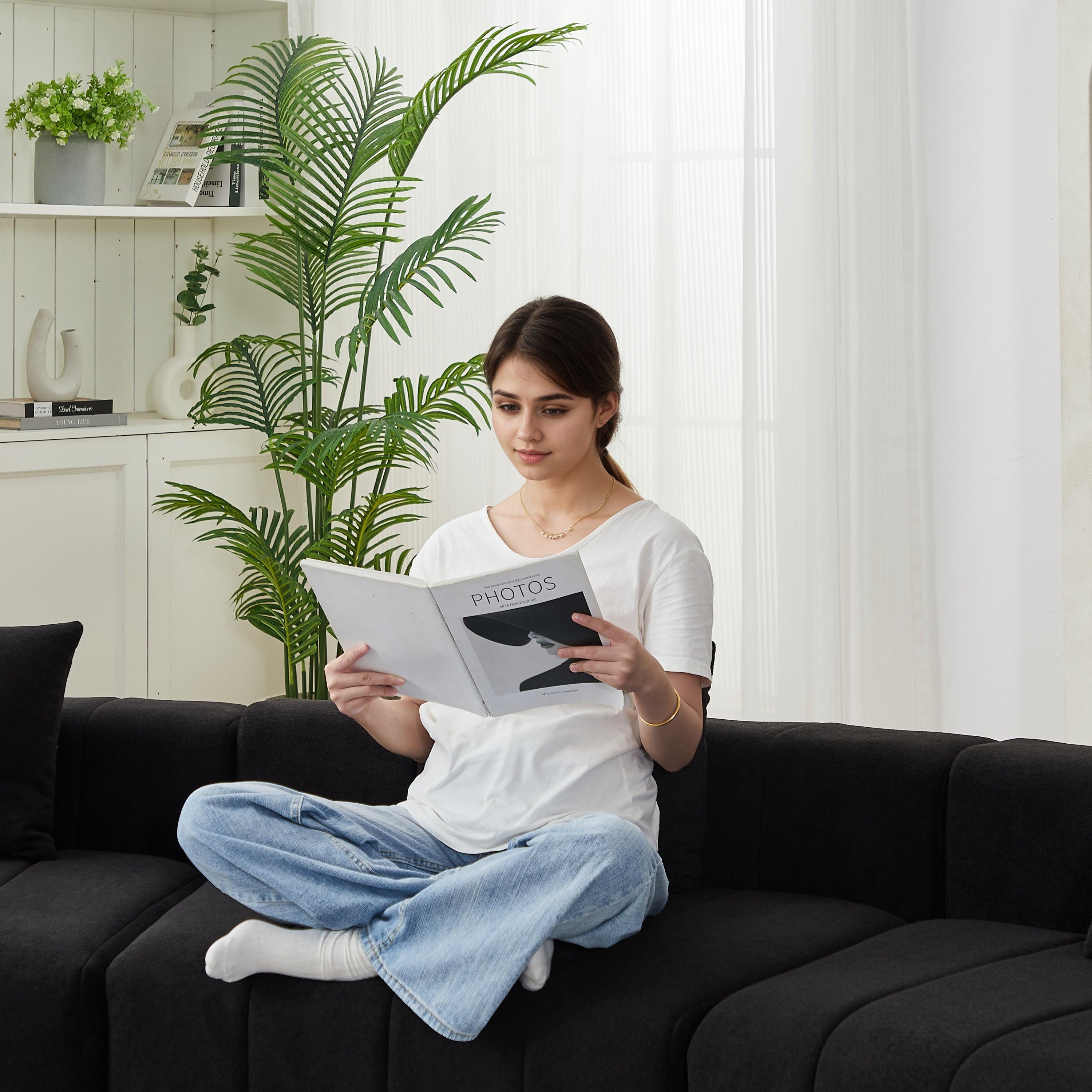 Curved Sectional Sofa with 6 Pillows for Any Room.