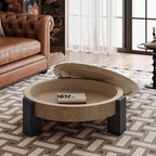 33'' Round Coffee Table with Hidden Storage for Small Spaces.