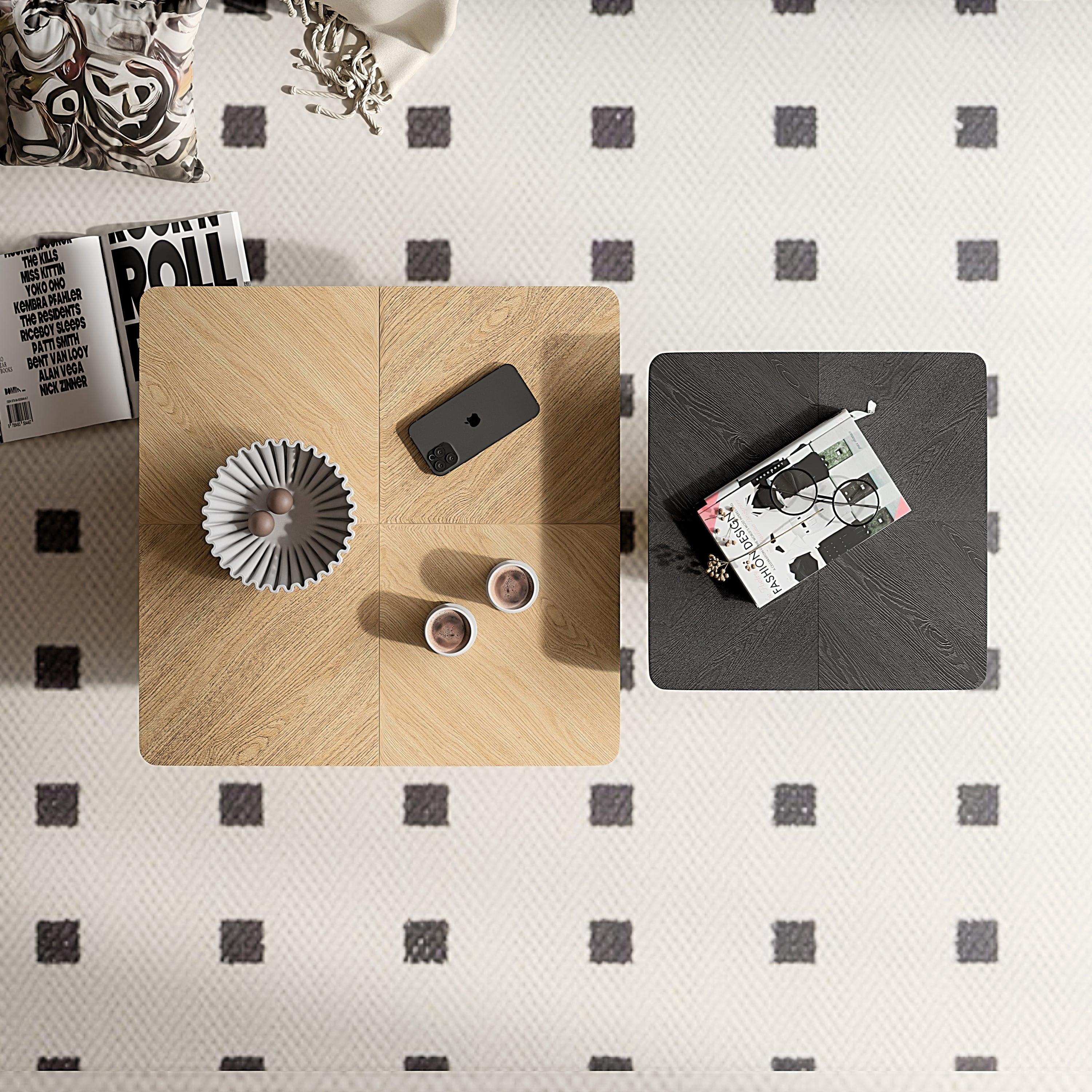 Modern Wood Nesting Coffee Table Set for Living Room.