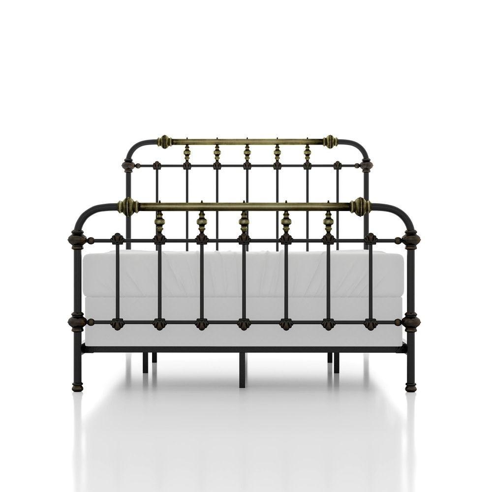 Antique Black Full Size Bed with Gold Accents.