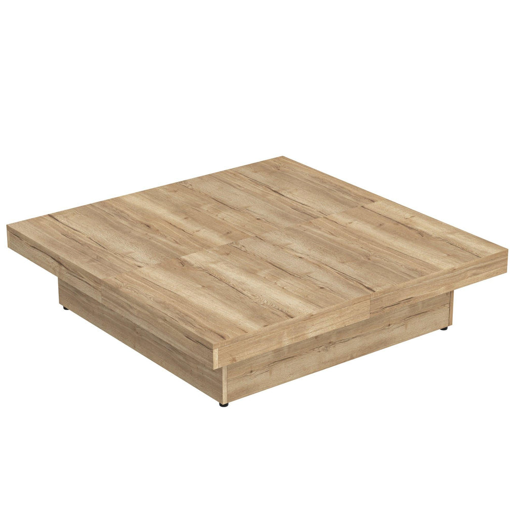 Sliding Top Coffee Table with Storage in Natural Wood Grain.