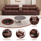 5-Piece Modular Leather Sofa - Dark Brown Comfort.