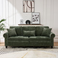 86-Inch Green Chenille King Pull Out Sofa Bed with Nailhead Trim