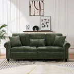86-Inch Green Chenille King Pull Out Sofa Bed with Nailhead Trim