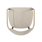 Top-down view of modern counter stool with curved gold backrest and soft beige cushion for stylish seating.