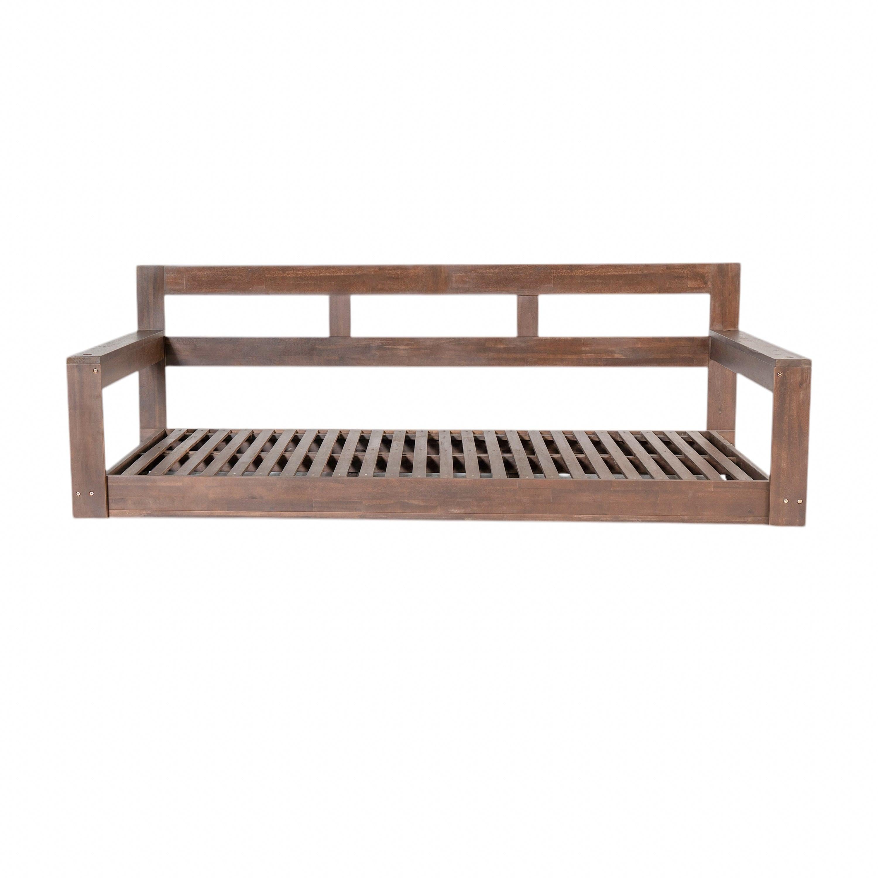 Acacia Wood Porch Swing Daybed Frame for Outdoor Relaxation.