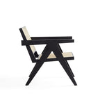 Hamlet Cane Back Wood Accent Armchair in Black and Natural